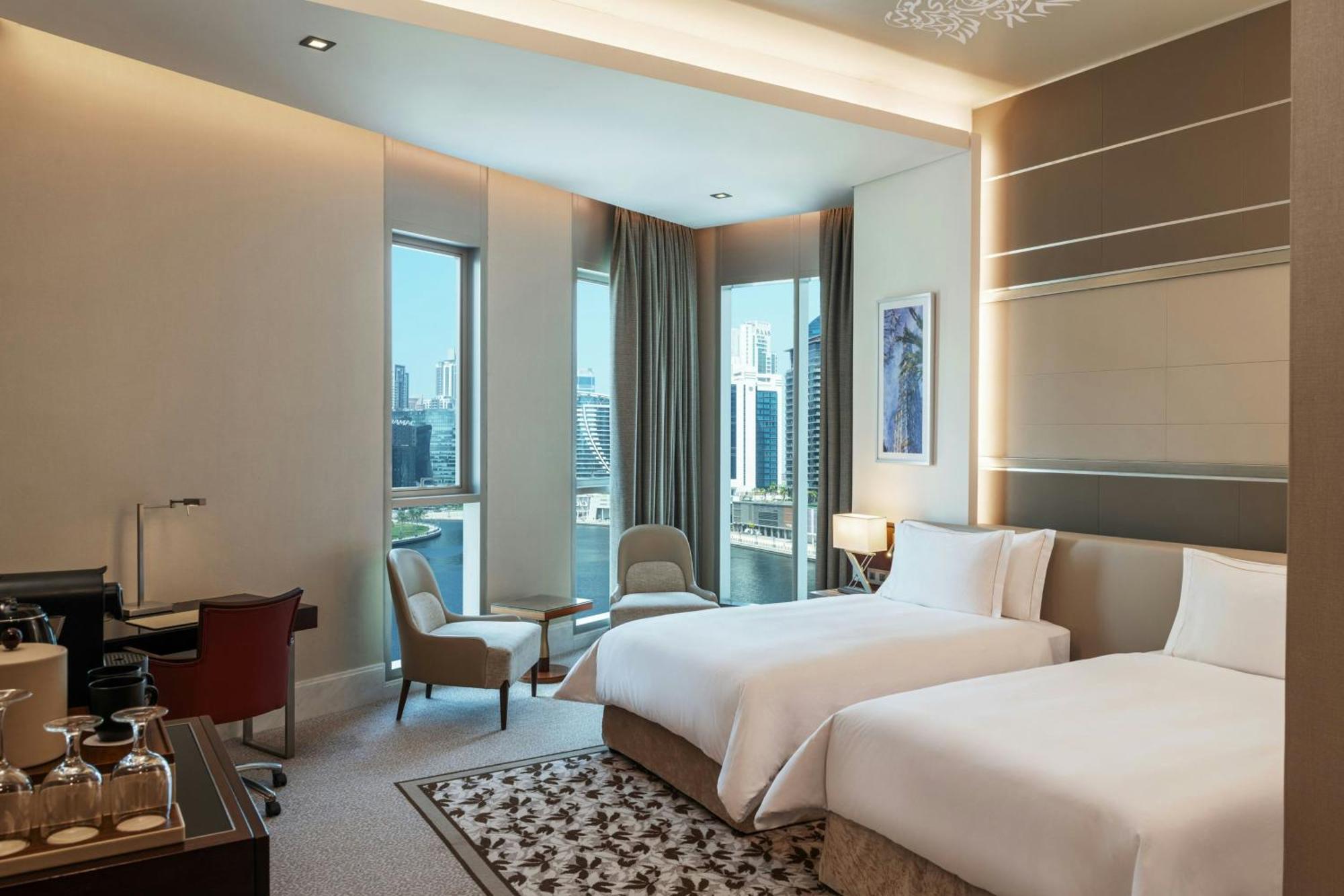 Club Level Twin Room with Bay View and Lounge Access with complimentary Breakfast, Daily Snacks, Evening Cocktail Hour & Canapes (Complimentary Shuttle to Dubai Mall, Business Bay Metro Station & Kite Beach)